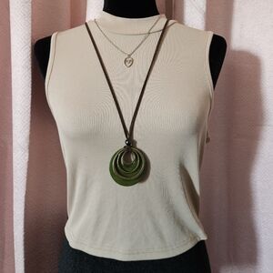 SHEIN Beige Ribbed Sleeveless Tank Top